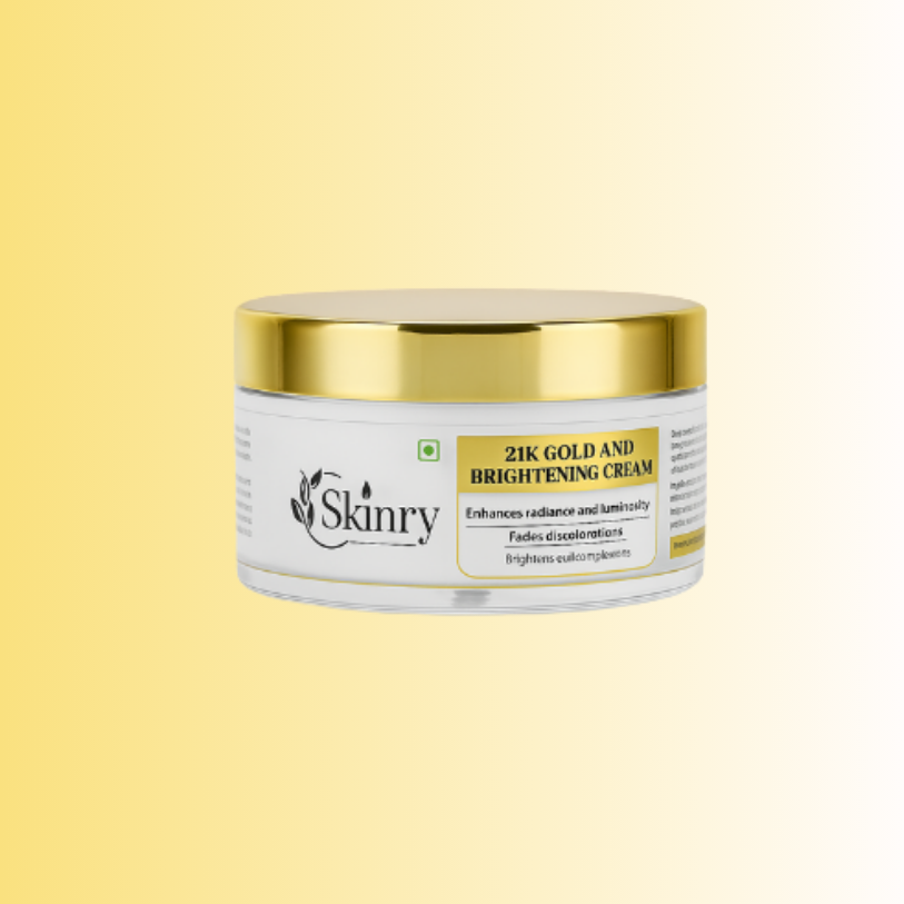 Skinry 21K gold and brightening cream jar with gold lid for 24K GOLD FACE MASK skincare