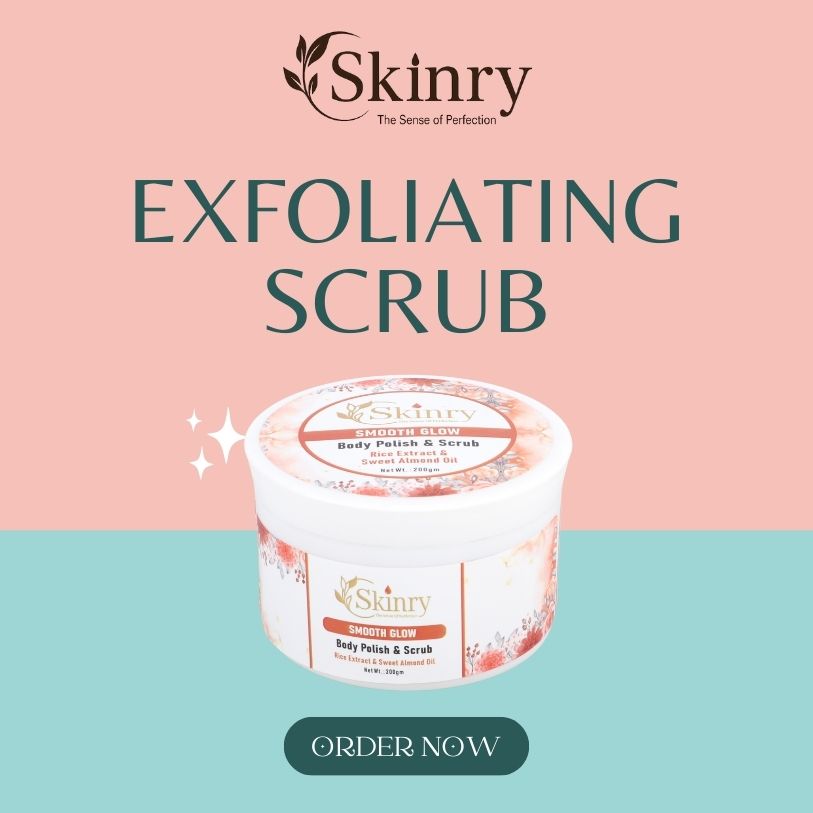Skinry exfoliating scrub tub on pastel background gentle exfoliator for smooth skin