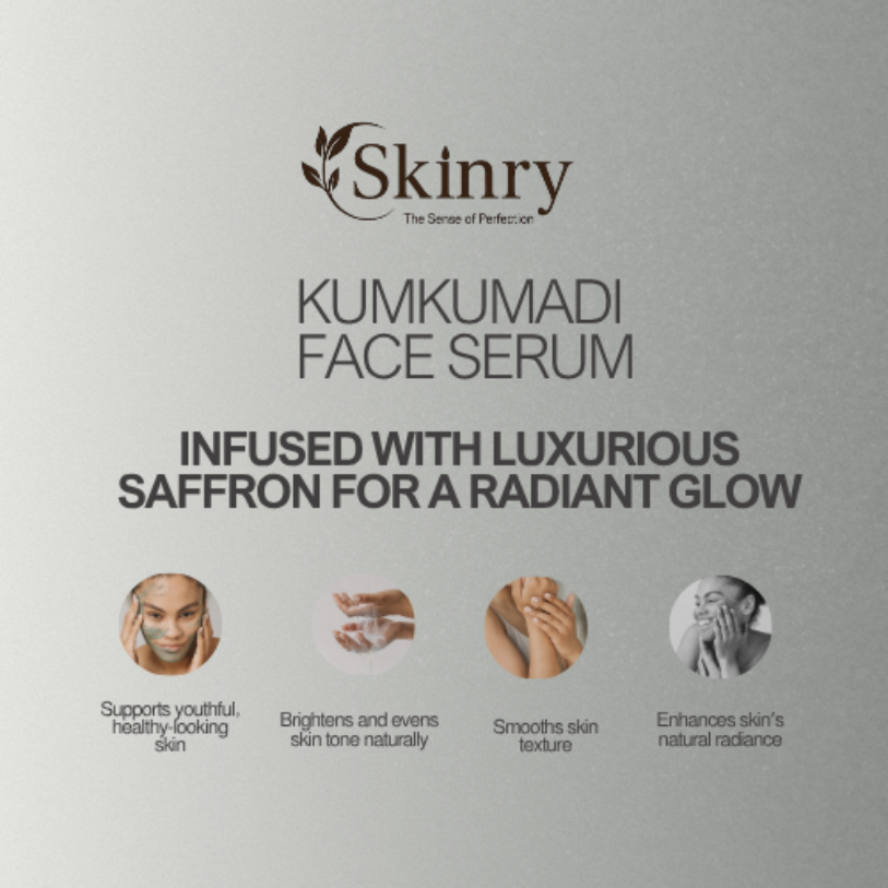 Skinry Kumkumadi Face Serum infused with saffron for radiant glow and healthy skin benefits