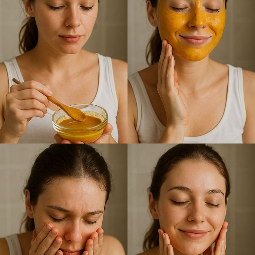 Woman applying Ubtan Face Mask showing the preparation, application, and soothing effect on skin