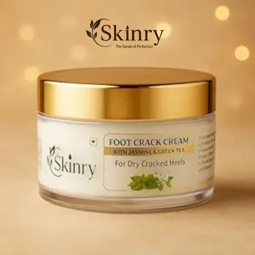 Skinry foot crack cream jar with gold lid jasmine and green tea for dry heels best cream for cracked feet