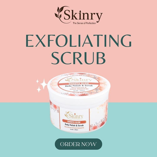 Skinry exfoliating scrub tub on pastel background gentle exfoliator for smooth skin