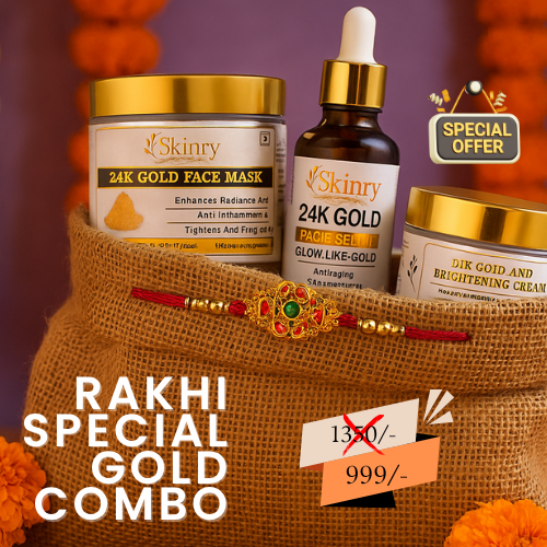 Skinry Store 24K gold facial kit for Rakhi with face mask serum cream and decorative rakhi