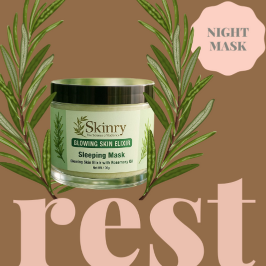 Skinry Glowing Skin Elixir Sleeping Mask with Rosemary Oil for restful skin care night routine