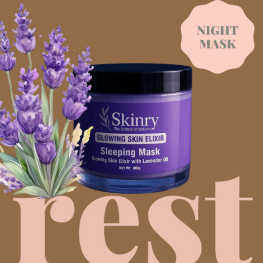 Skinry glowing skin elixir sleeping mask with lavender oil for restful night care sleep mask